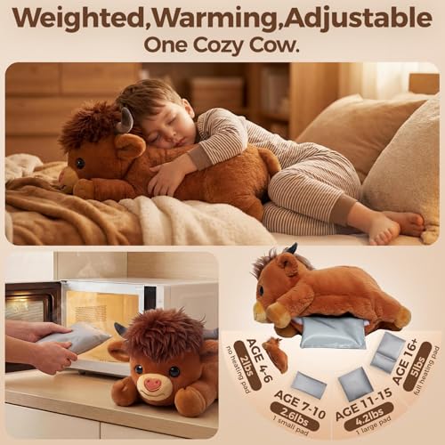 Image of Mewaii Weighted Stuffed Animals with Microwavable Heating Pad - 5 lbs Adjustable, Heatable & Coolable Stuffed Animal for Realistic Hug, Removable Inner Pad, Plush Gifts for Kids (Amber Brown, 23 Inch)