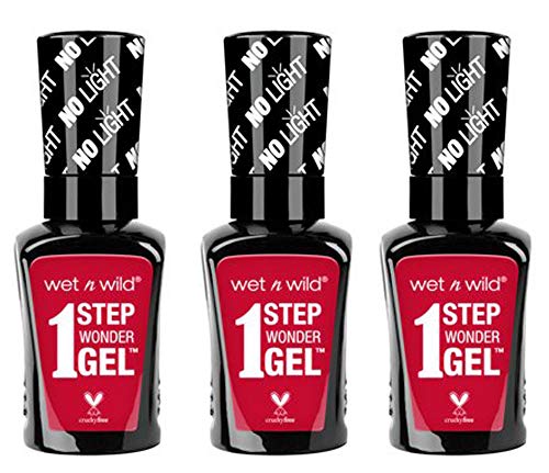 Wet n Wild 1 Step Wonder Nail Gel 0.45fl oz / 13.5ml (3 Pack, 724A Crime Of Passion)