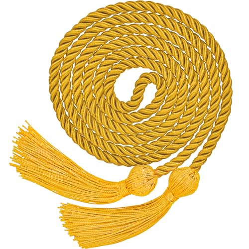 Image of TecUnite Graduation Cords Honor 2026 Polyester Yarn Decorative 67 inch Long Garland Twist Ties with Tassels for Bachelor Gown Graduation(Gold)