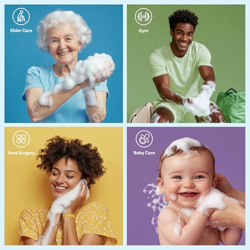 Image of Scrubzz Disposable No Rinse Bathing Wipes - All-in-1 Single Use Shower Wipes, Simply Dampen, Lather, and Dry Without Shampoo or Rinsing (Lavender, 8-Pack)