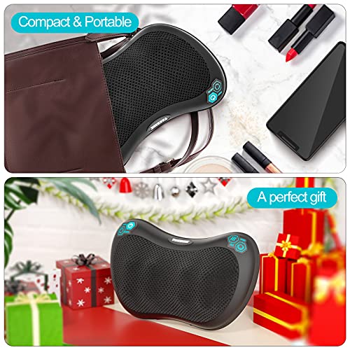Shiatsu-Massagekissen Rückenmassagegerät mit 8 Knoten und 3 Speed Tiefengewebsknetung Leise Massagegerät für Hals Rücken Bein Nacken mit 1,8 m Stromkabel 1,2 m Autokabel - Image 8