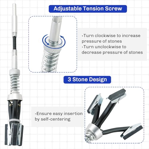 Weyleity MS-1221-01 2Pcs Engine Cylinder Hone Tool | 1 Inch To 2-3/4 Inch And 1-1/4 Inch To 3-1/2 Inch Diameter Adjustable Deglazer With Extra 6Pcs Stones 220 Grit Engine Cylinder Hone Set thumb #4