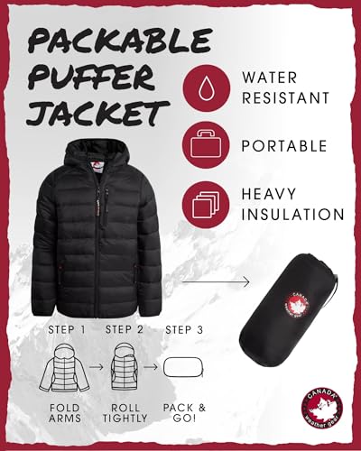 Image of CANADA WEATHER GEAR Boys' Puffer Jacket - Lightweight Packable Bubble Coat, Water Resistant Outerwear Jackets for Boys (8-20)