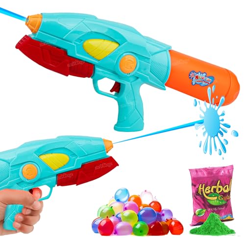 Image of Zest 4 Toyz Holi Water Gun for Kids High Pressure Water Pichkari with 1 Herbal Gulal and 100 Water Balloons for Boys and Girls