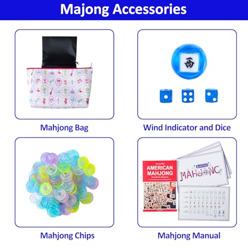 Juego de Mahjong Americano con 160 fichas y bolsa miniatura 3