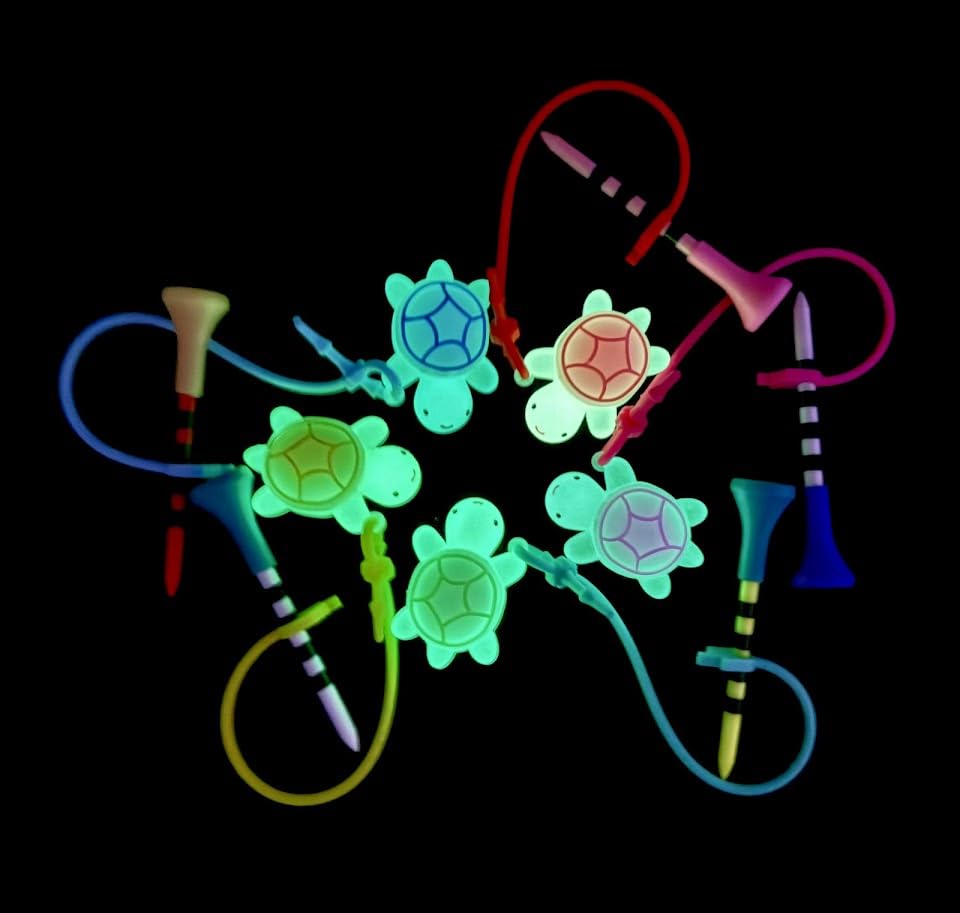 LUCIDDREAM Glow in Dark Turtle Golf Tees Hanger 5 Pcs Silicone- 3-1/4