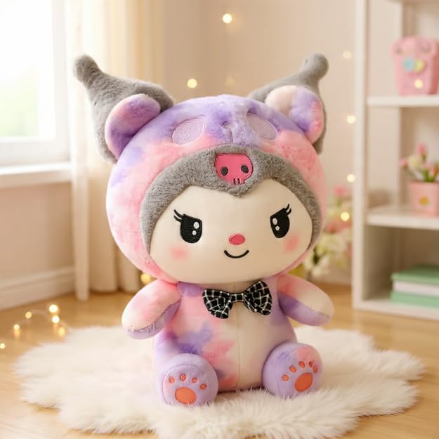 Image of kKurromi Melody Plush Toy with Bow 30 cm Stuffed Doll Soft Toys for Kids Girls and Boys Anime Girl Plush Dolls Ideal Gift for Girls and Boys (Multi /Purple)