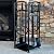 Sunnydaze Small Firewood Rack with 4-Piece Fireplace Tool Set - Includes Firewood Holder, Log Grabber, Brush, Shovel, and Poker - Black - 32" H