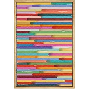 SIGNWIN Framed Canvas Wall Art Multicolor Rainbow Stripes...