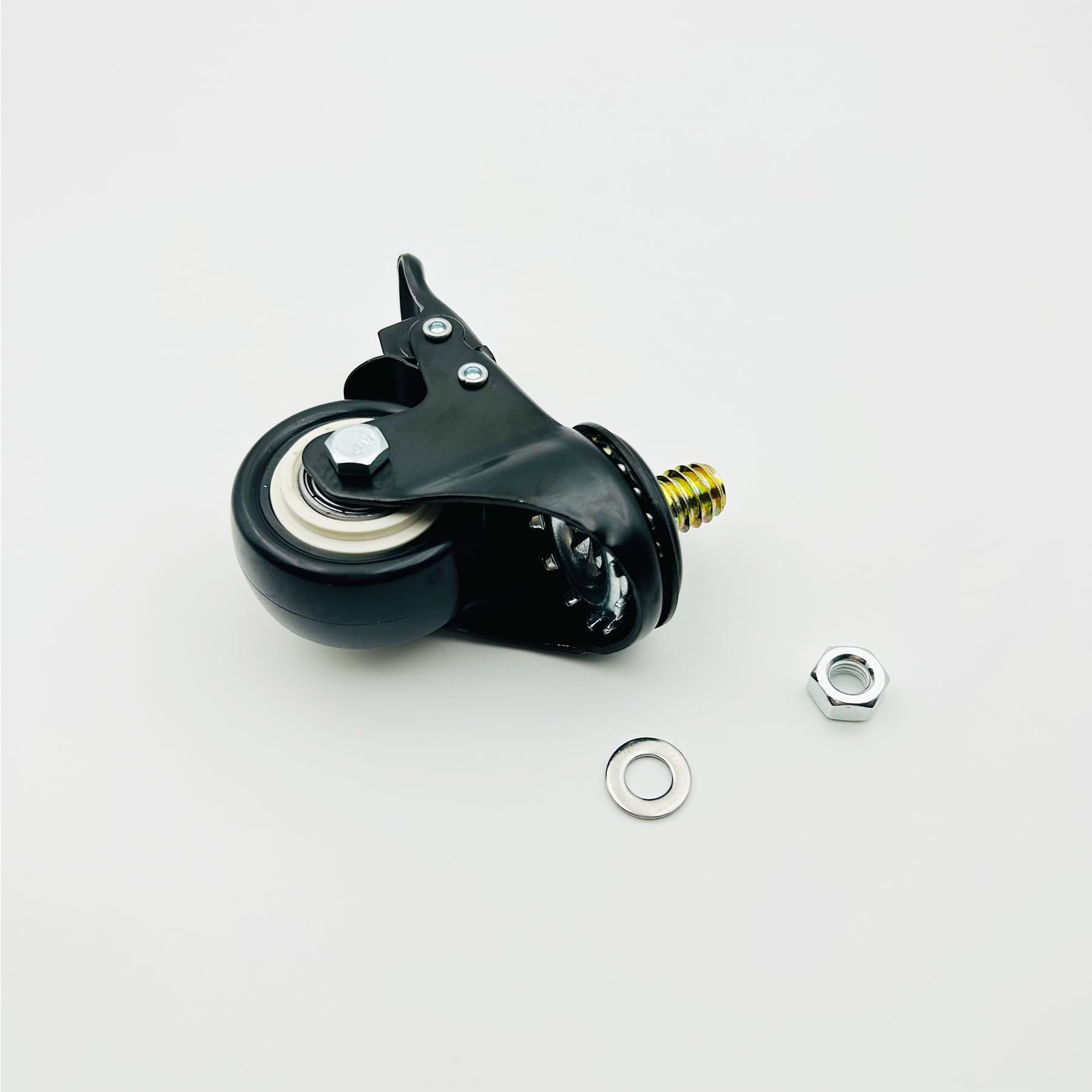LIKERAINY Swivel 8mm Bolt Threaded Fixing Caster PE Wheels IC4812A with Brake 360 Degree General Purpose Castors Size diameter 50mm Pack of 4 Pieces - Image 2