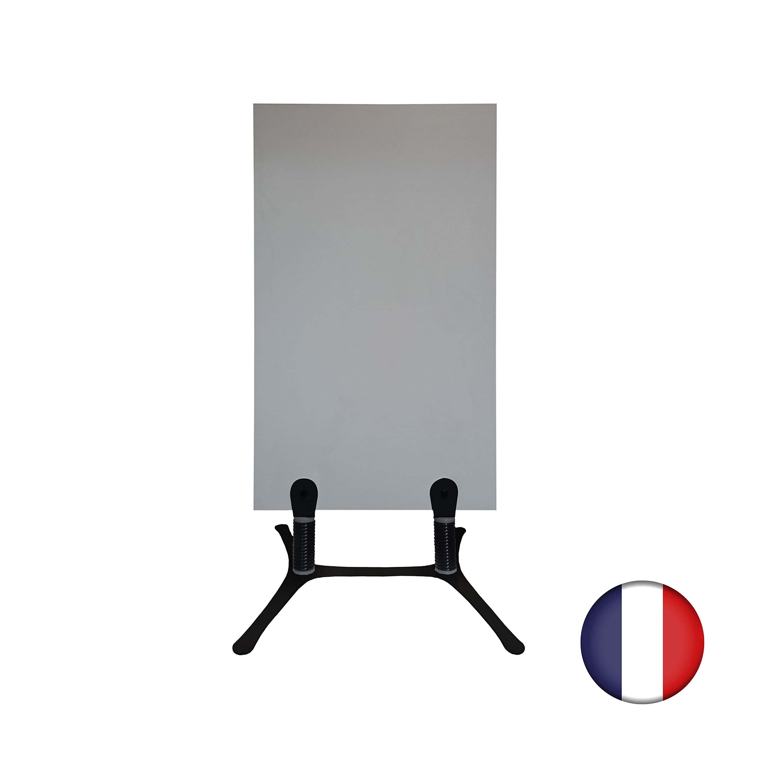 Panneau trottoir plaque PVC blanche sur piétement métal noir - Dimensions 120 cm x 60 cm