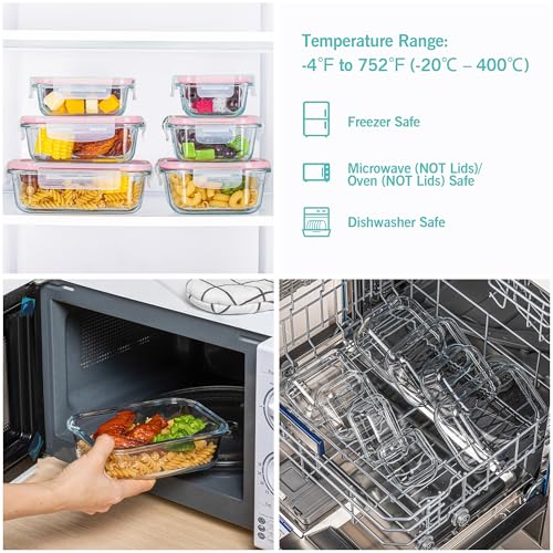 Image of Vtopmart 8 Pack Glass Food Storage Containers with Airtight Lids, Glass Meal Prep Containers, Lunch Containers for Microwave, Oven, Freezer and Dishwasher, BPA Free