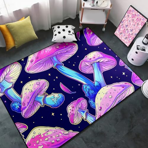 FJKJHKGJ Cartoon Mushroom Rug Mushroom Rugs for Bedroom for Girls Boys Teens Yoga Mat, 4'×5'