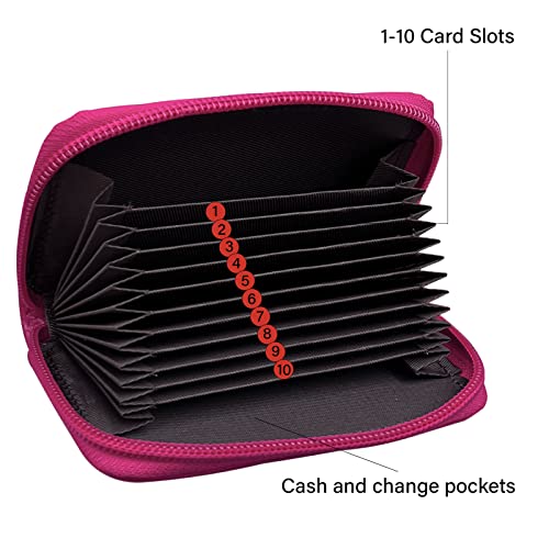 Image of RFID Blocking Genuine Leather Credit Card Case Holder Security Travel Wallet - Rose