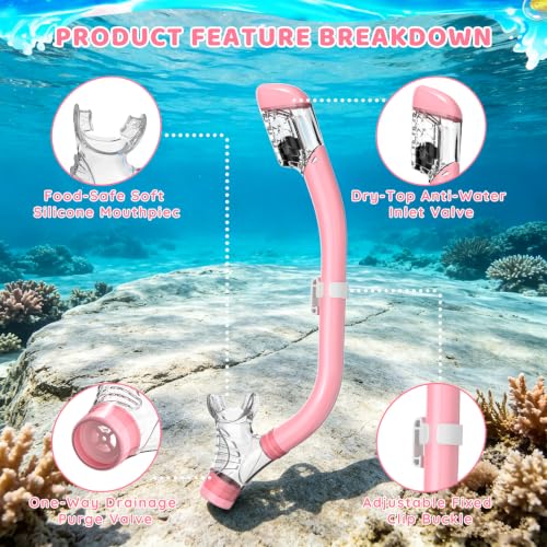 Snorkel para Niños con Máscara Antivaho, Snorkel Dry Top y Aletas de Silicona miniatura 4