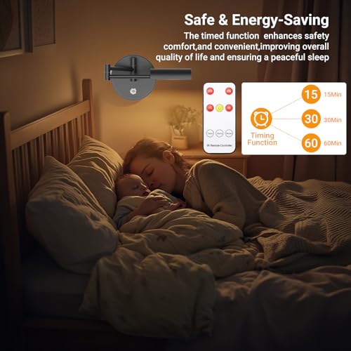 Image of Tipace Black Vintage Wireless Battery Operated Wall Sconces,Rechargeable Cordless Battery Powered LED Wall Lights,Indoor 180Rotate with Remote Control for Bedroom Farmhouse Gallery(Bulb Included)