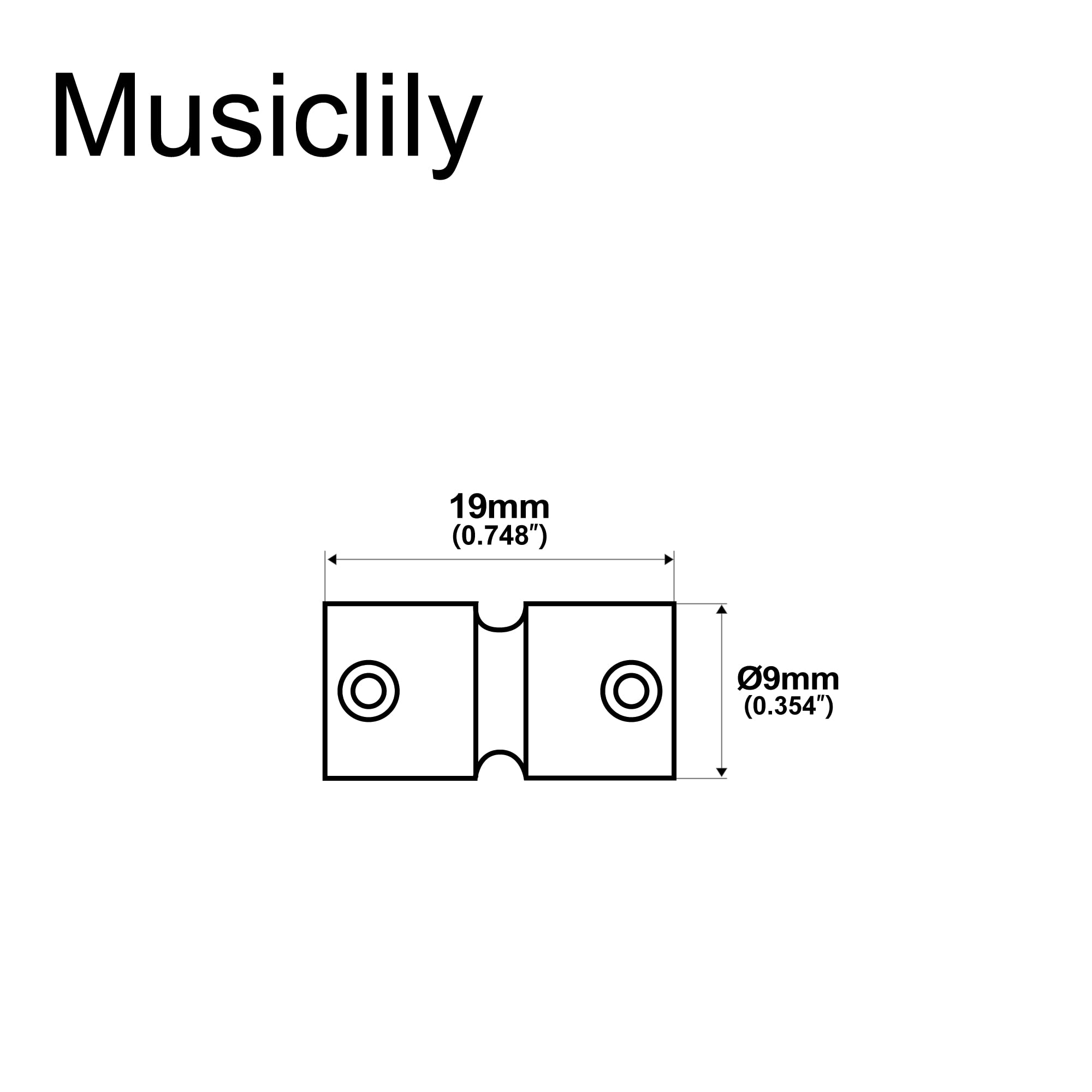 Musiclily Pro 19mm Stalowy Siodełko Mostka Basu do 4 strunowy Precision Jazz Bass, Czarny (4 szt.)