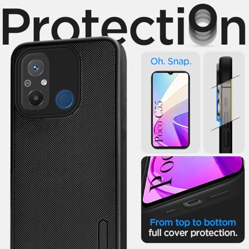 Image of Jkobi Back Cover Case for Poco C55 (Textured Grip Design | Camera Protection | Slim and Light Weight | Soft Touch and Feel | Black)