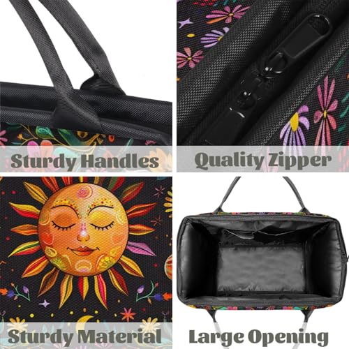 Overnight Weekender Bag for Women Men Sun Face Flower Colorful Waterproof Carry On Travel Duffel Bags with Zipper Lightweight Sports Gym Bag Luggage Workout Handle Bags for Traveling Yoga Camping4