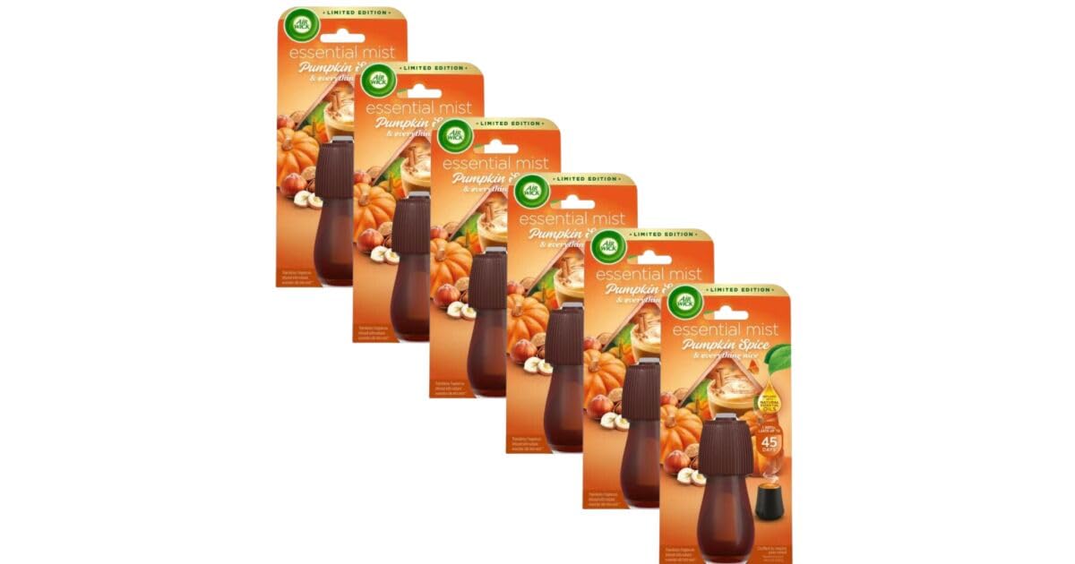 Air Wick Recharge pour diffuseur d'arômes - Spicy Pumpkin Magic - 6 x 20 ml
