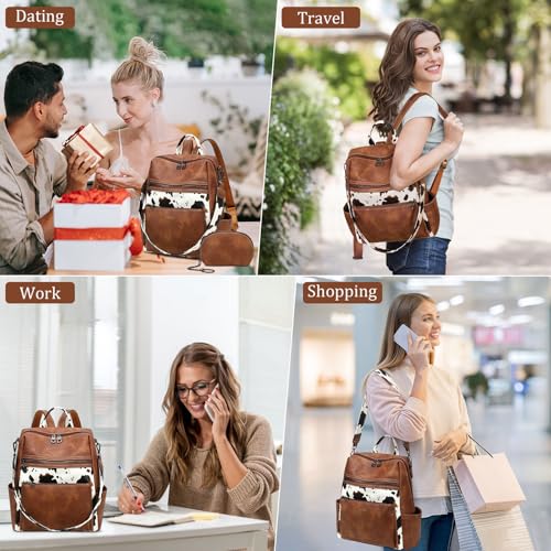 Image of AGLOD Leather Backpack Purse for Women Designer Ladies Shoulder Bag Fashion Faux Work Travel Handbags