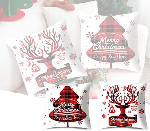 LAMOOER Set of 2 Christmas Cushion Covers Throw Pillow Cover Xmas Home Decoration 18 x 18 Inches Soft Merry Christmas Square Pillowcase