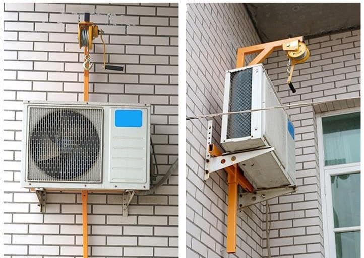 Air Conditioner Installation Lifting Tool Kit,Self-Locking Hand Winch + Bracket, Lifting Tool for Air Conditioner Outdoor Unit Lift(150kg Shelf+Self-Lock Winch 25m)