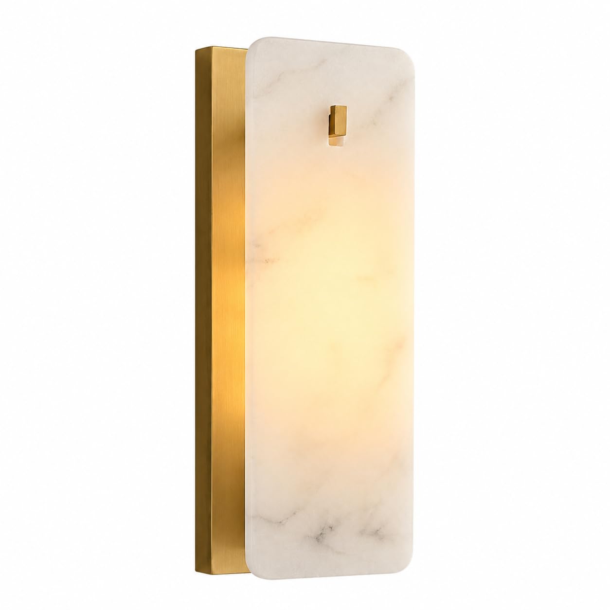 Alabaster Marble Wall Sconce, 15In Rectangle Natural Alabaster Sconce Lighting Marble Wall Lights With Unique Texture Mid Century Stone Vanity Lights For Living Room Bedroom Hallway Kitchen Stairs