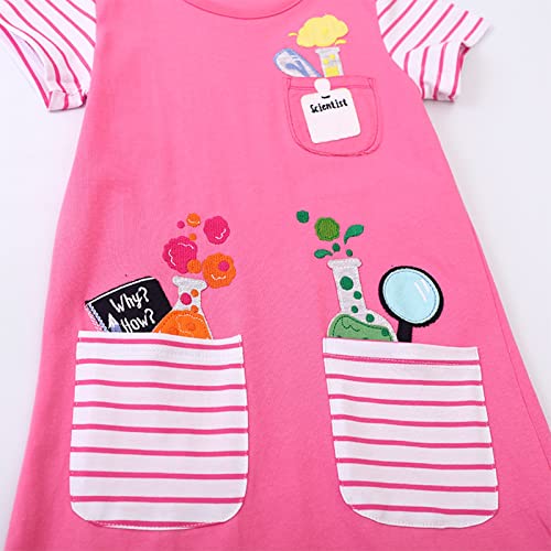 Little Girls Casual Cotton Dress Cartoon Print Short Sleeve Dress Toddler Summer T-Shirt Skirt Dresses4