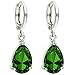 Produktbild MYA art Damen Creolen Ohrringe Hängend Ohrhänger mit Zirkonia Stein Tropfen Oval Anhänger Silber Smaragd Grün Vergoldet MYAWGOHR-74