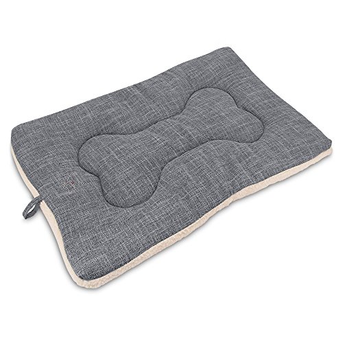 Best Pet Supplies Machine Washable Dog Crate Mat – Double-Sided Kennel Pad-Grey Linen