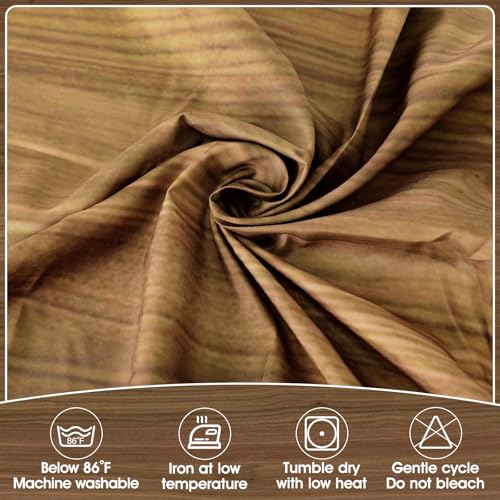 Image of 9FT Wood Grain Table Skirt Brown Teacher Desk Skirt Classroom Table Cover for Back to School Decor Rectangle Tablecloth for Farm Birthday Party Decorations Home Dorm Office Bookcase Cabinet Shelf