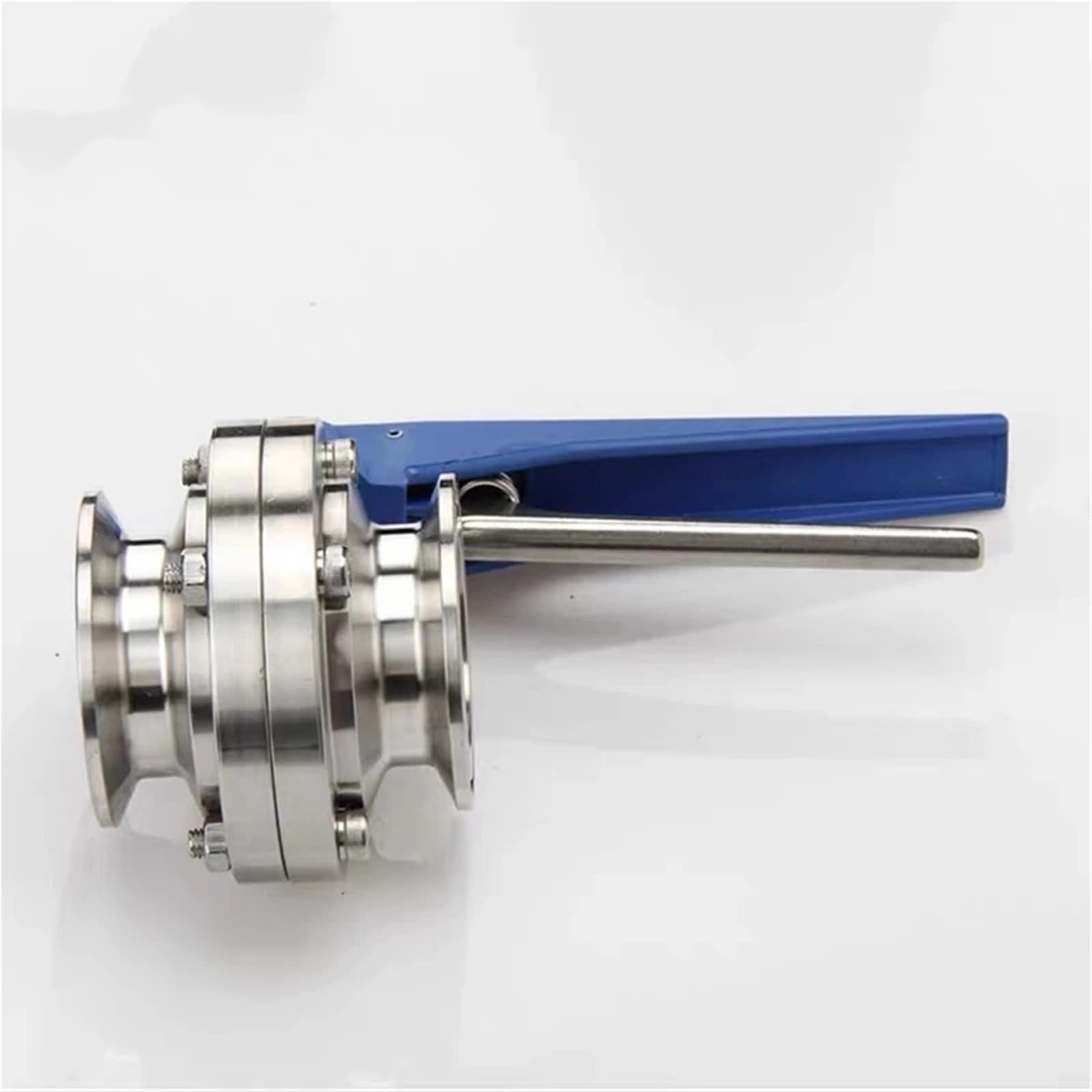Válvula de mariposa sanitaria de triple abrazadera de 1-1/2" y 38 mm, de acero inoxidable S304, con gatillo de presión de 1,5"(Plastic Handle)