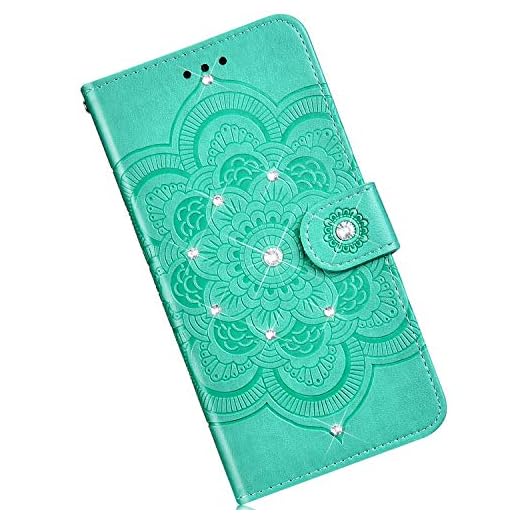 Qjuegad Kompatibel för Huawei Honor 7A Flip Präglad Läder Mobilskal