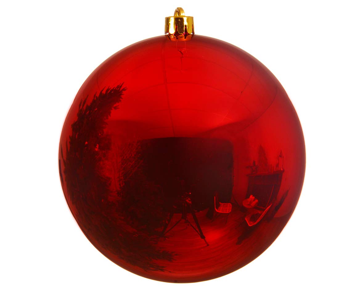Große Weihnachtskugeln aus Kunstoff, Durchmesser 20 cm, Christbaumkugeln in Rot, Gold und Silber, Baumkugeln, glänzend (Rot, 25 cm)