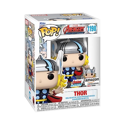 Funko Pop & Enamel Pin: The Avengers: Earth's Mightiest Heroes - 60th Anniversary, Thor with Enamel Pin - Marvel Comics - Amazon Exclusive - Collectable Vinyl Figure - Gift Idea - Superheroes Fans