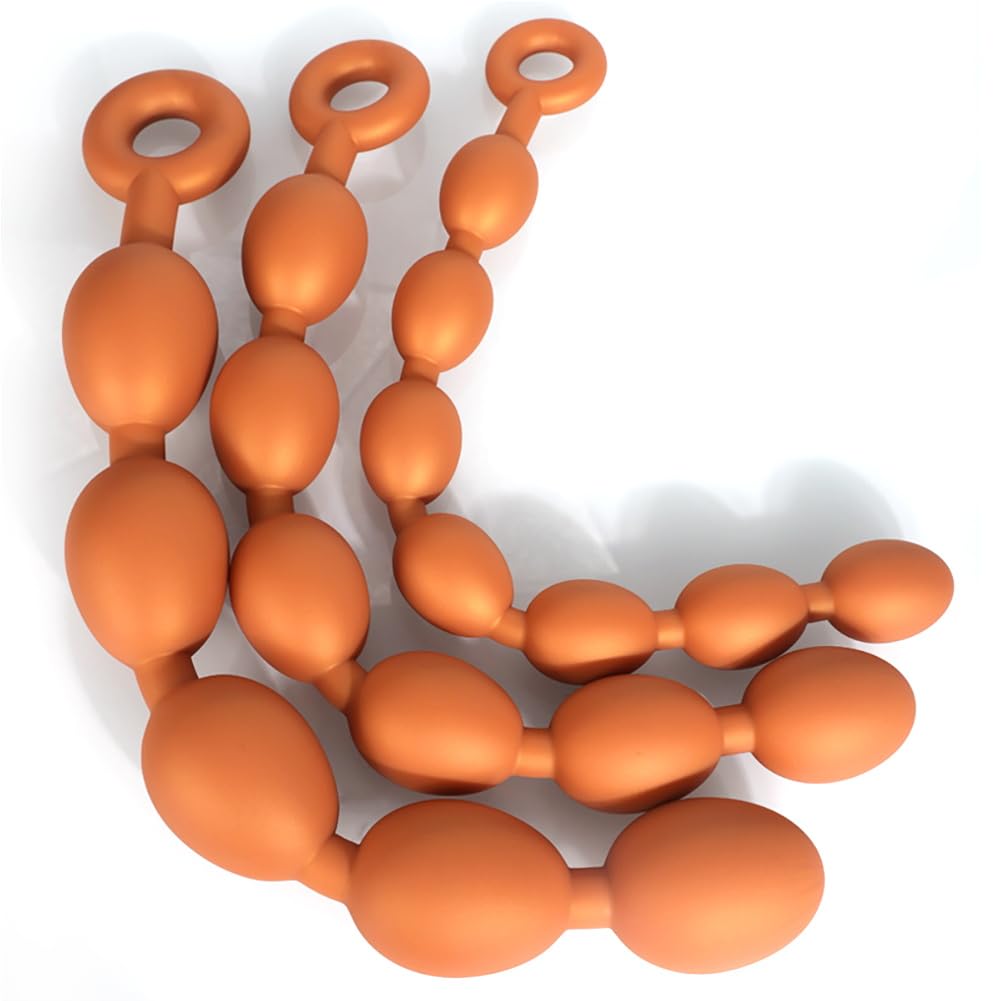 SXOVO Palline Anali Extra Grandi Plug Analesex Toy in Silicone Liquido con Anello Sicurezza Plug Anale-Dilatatore per Stretching Anale e Stimolazione Prostata BDSM Toys Sessuali per Donna Uomini (M)