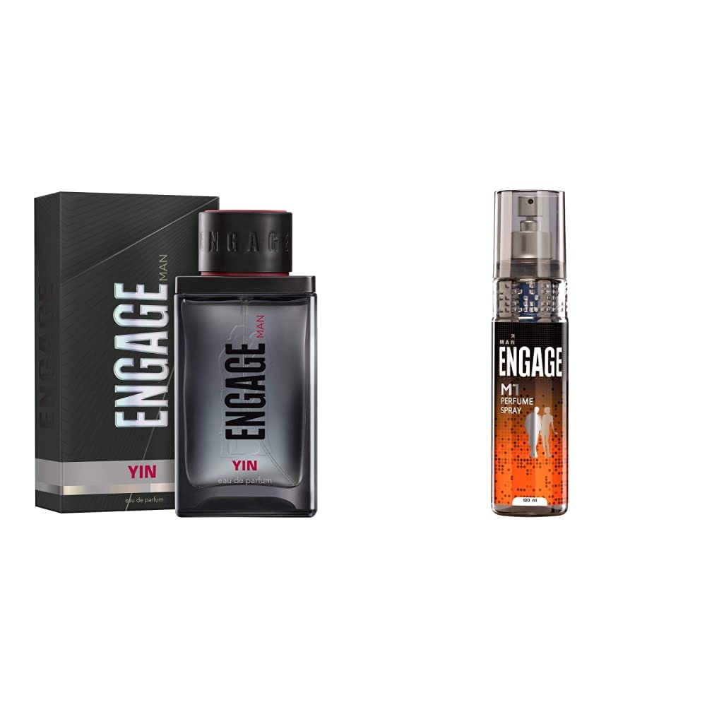 Engage Yin Eau De Parfum, Perfume For Men, 90ml & M1 Perfume Spray For Men, 120ml - Spicy