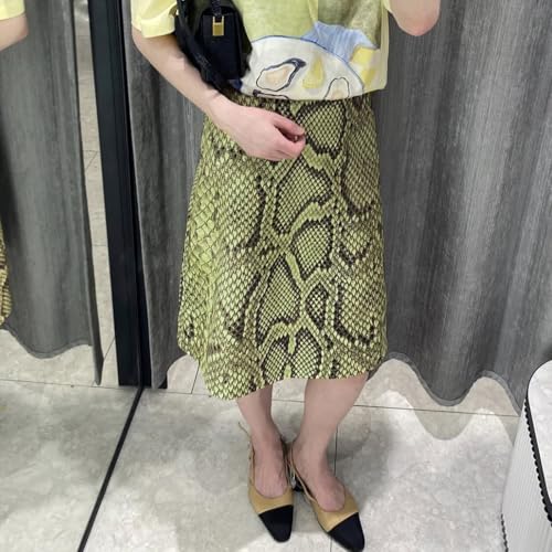 Owl's-Yard Women's Summer Serpentine Print Skirt High Waist Animal Print A Line Midi Skirt2