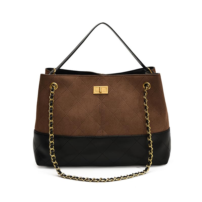 Contrasting Large-Capacity Tote bag, Underarm Chain Bag(and coffee)