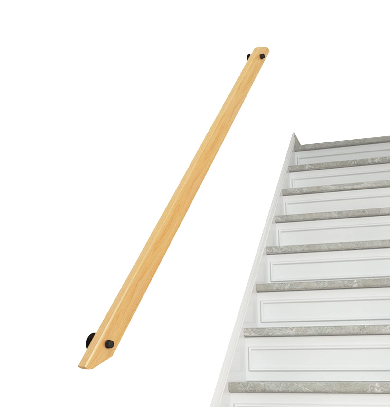 Wysokiej jakości antypoślizgowa poręcz z litego drewna, do wewnątrz, loft i ogród, montowany na ścianie, drążek podtrzymujący (13ft / 390 cm) do bezpiecznego domu