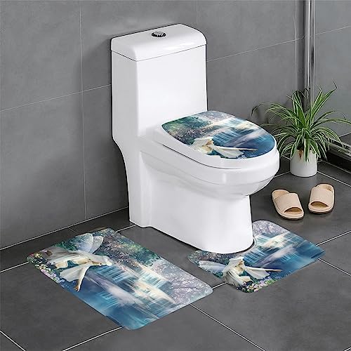 Lake Fairy Fußmatten-Set, 60 x 40 cm, saugfähig und rutschfest, Badezimmerteppich-Set, 3 Stück