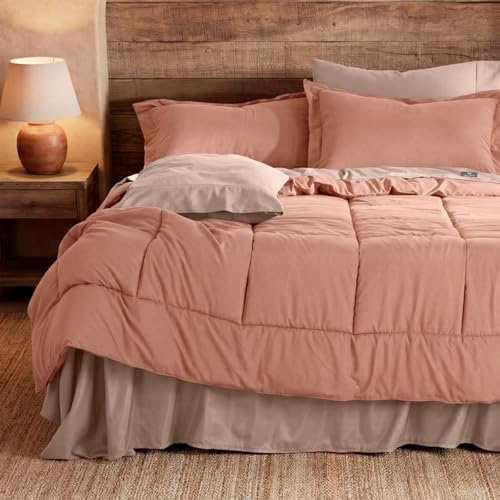 Recopilación de Edredones Coppel de esta semana. 50 REAL TEXTIL Set de Edredón Duvet con Fundas de Almohada y Juego de Sábanas, Ideal para Cualquier Temporada (Ladrillo - Café, Individual)