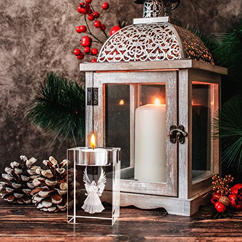 Ywhl 3D Guardian Angel Crystal Votive Candle Holders, Laser Engraving Angel Glass Tealight Candle Holder For Table Centerpiece, Home Party Wedding Decorative #TOP5