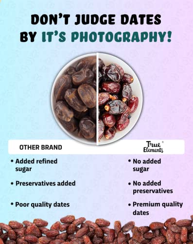 Image of True Elements Dates 500g | Khajur Dry Fruits | Premium Khajoor | Healthy & Nutritious Snack | Natural Sweetener | Rich in Protein & Vitamins