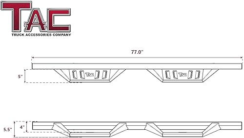 Miniatura 4 de TAC - Estribos laterales de flecha compatibles con Toyota Tundra 2022-2023 camioneta de doble cabina de 5 pulgadas de ancho rieles de textura de