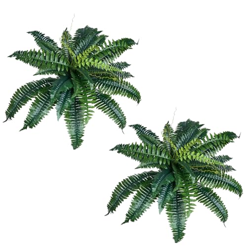 VEVOR Fougère Artificielle, Lot de 2, Fausse Fougère de Boston 80-86 cm, Plante Artificielle Suspendue avec 30 Feuilles, pour Décoration Intérieur...