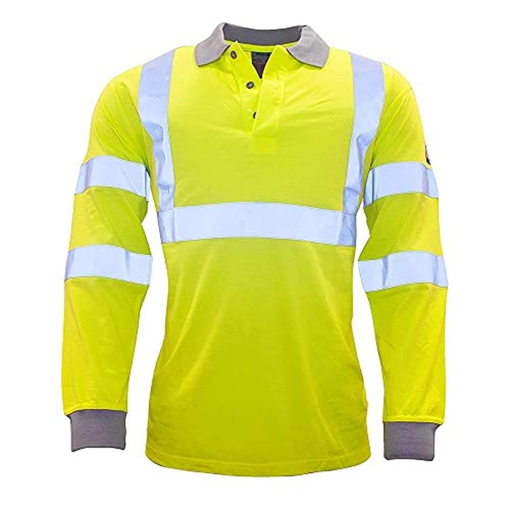 Portwest Polo De Manga Larga, Ignífugo, Antiestático Y De Alta Visibilidad , Tamaño: L, Color: Amarillo, FR77YERL