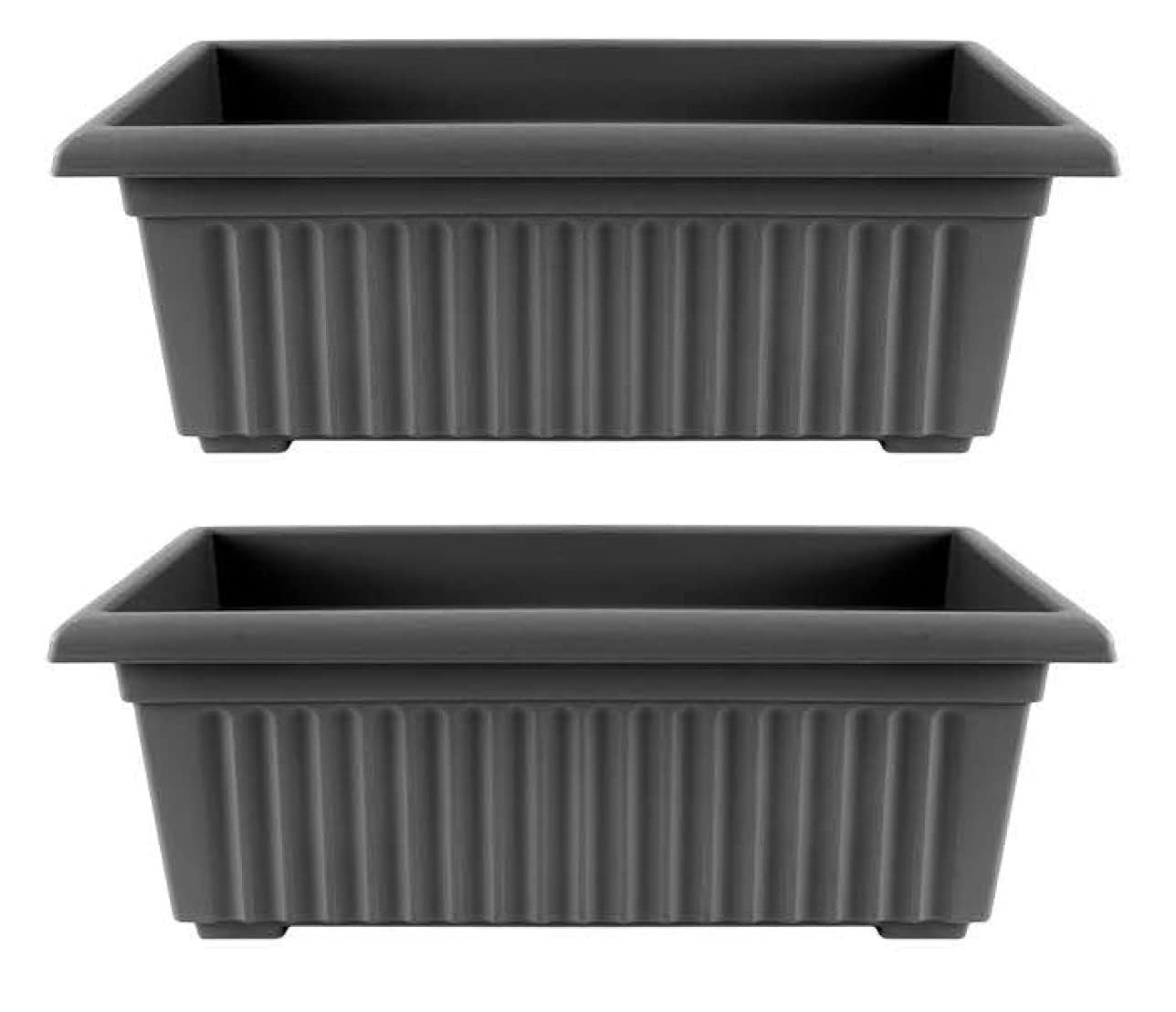 Optimal Products Plastic Trough Plant Pot Long Plastic Planter Outdoor Garden Herb Flower Box UK (70cm Trough Volcanic Ash, 2)