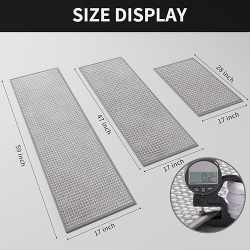 Kitchen Mats for Floor, Super Absorbent Kitchen Rugs Non Slip Washable, Rubber Backing Soft Chenille Braided Kitchen Runner Rug Standing Mat Sink Mat, Easy to Clean, Gray 17